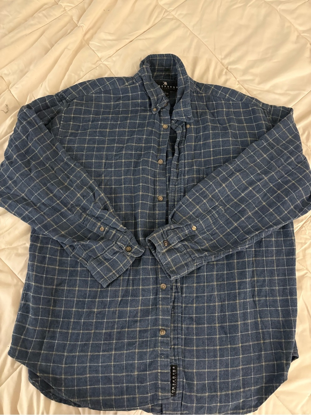 Consensus Men's Blue Windowpane Button-Down Shirt